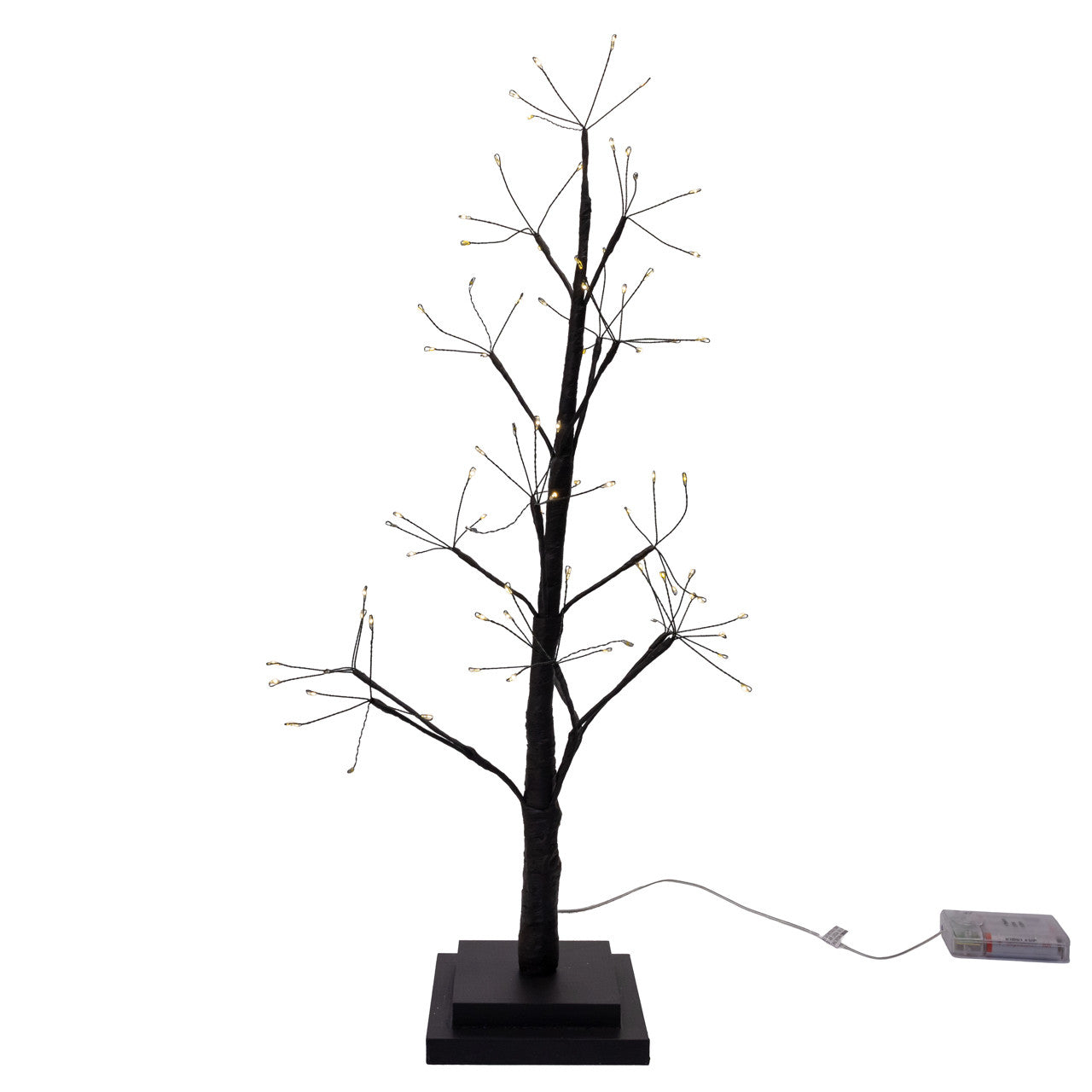 2' Pre-Lit Warm White Fairy LED USB Black Twig Tree