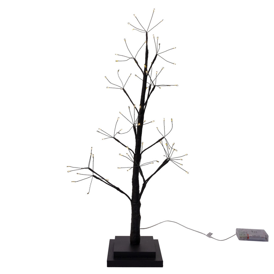 2' Pre-Lit Warm White Fairy LED USB Black Twig Tree