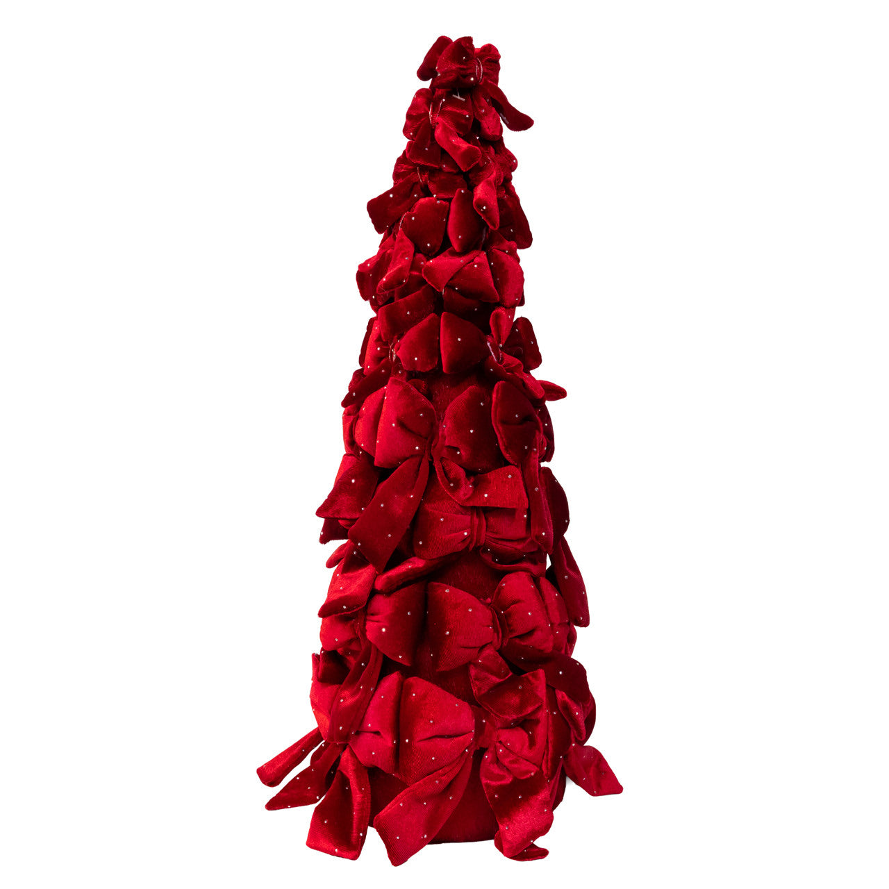 15.75" Burgundy Bow Tree With Diamond Gemstones