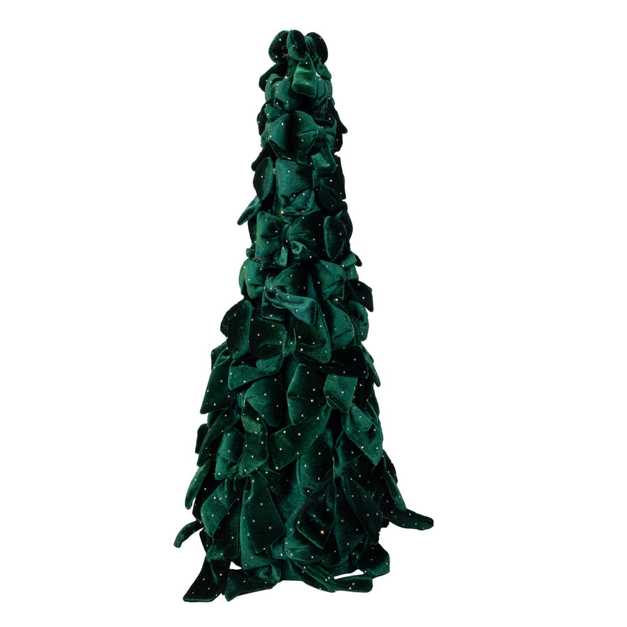 15.75" Dark Green Bow Tree With Diamond Gemstones
