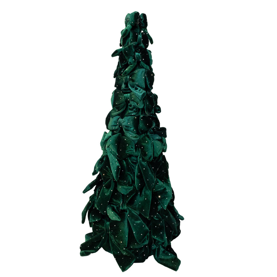 15.75" Dark Green Bow Tree With Diamond Gemstones