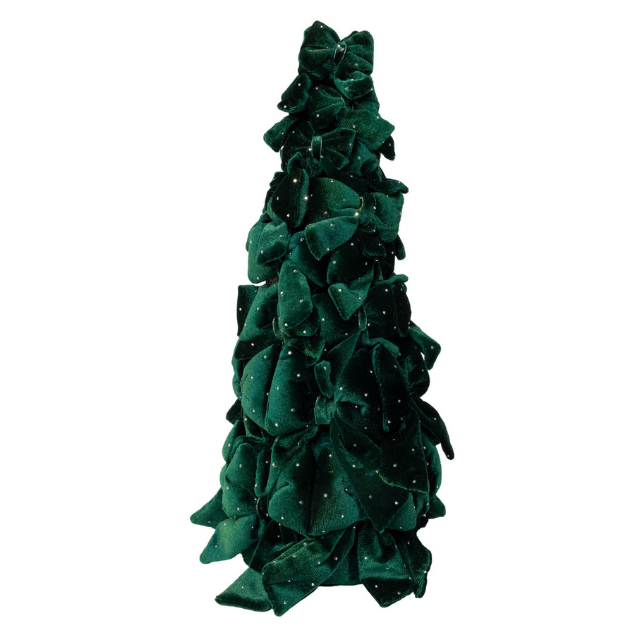 15.75" Dark Green Bow Tree With Diamond Gemstones