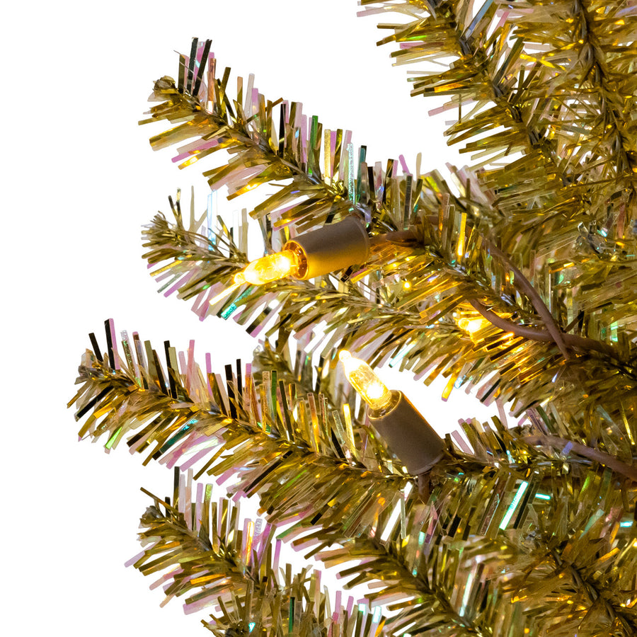 4.5' Pre-Lit Dual-Color LED Iridescent Gold Tree