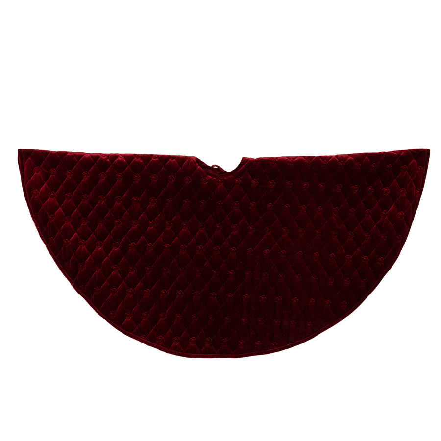 48" Quilted Burgundy Velvet Tree Skirt