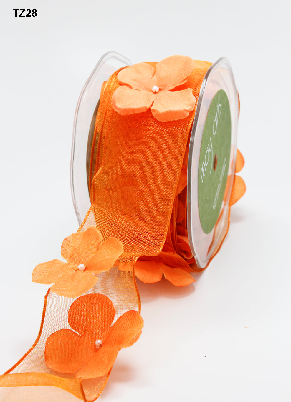 1.5 Inch Flower with Pearl Ribbon Garland – TZ-28 ORANGE
