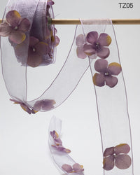 1.5 Inch Flower with Pearl Ribbon Garland – TZ-05 LAVENDER (8 Yards)