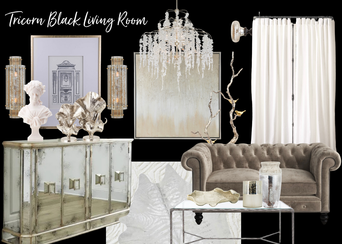 Tricorn Black Living Room - Hollywood Glam