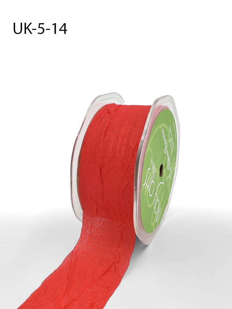 1.5 Inch Crinkle Crushed Ribbon with Cut Edge – UK-5-14 – RED