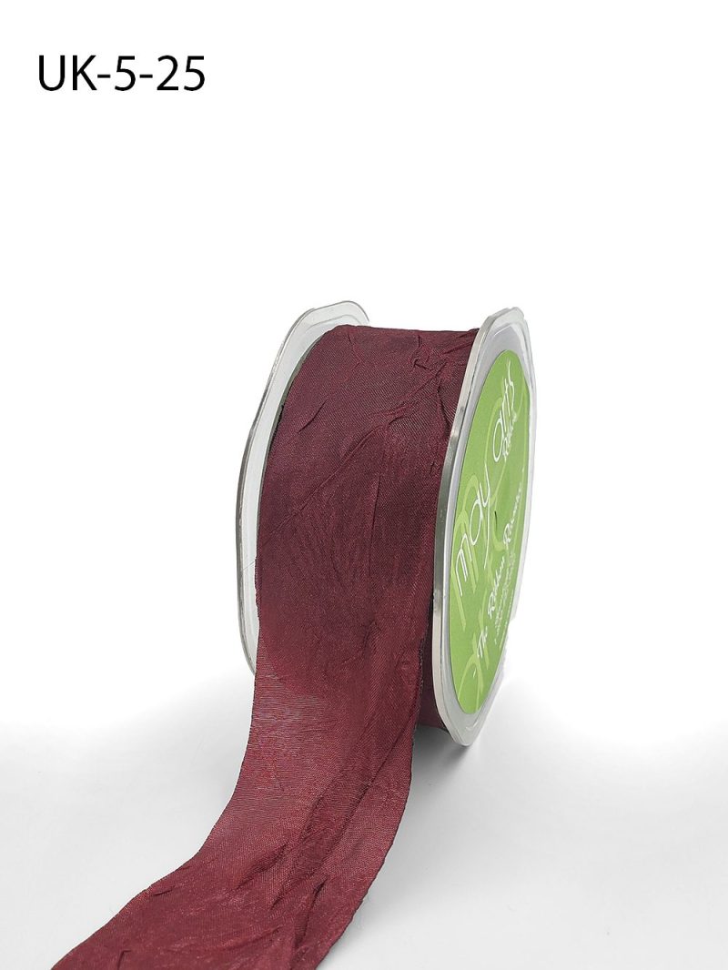 1.5 Inch Crinkle Crushed Ribbon with Cut Edge – UK-5-25 – MARSALA