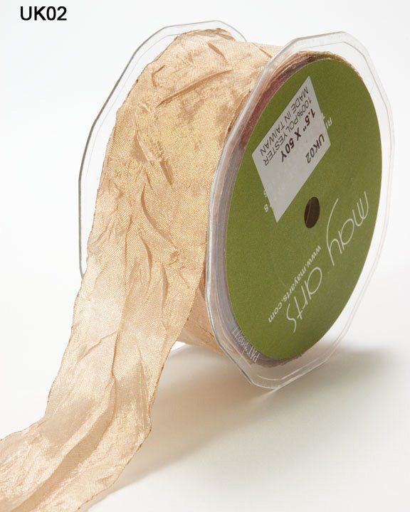 1.5 Inch Crinkle Crushed Ribbon with Cut Edge – UK-5-02 – CHAMPAGNE