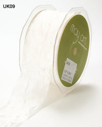 1.5 Inch Crinkle Crushed Ribbon with Cut Edge – UK-5-09 – IVORY