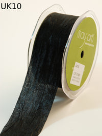 1.5 Inch Crinkle Crushed Ribbon with Cut Edge – UK-5-10 – BLACK