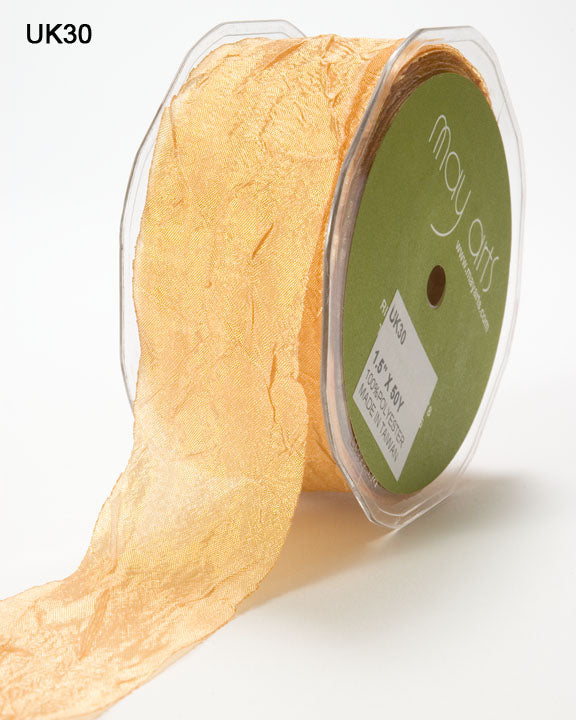 1.5 Inch Crinkle Crushed Ribbon with Cut Edge – UK-5-30 – GOLD