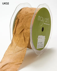 1.5 Inch Crinkle Crushed Ribbon with Cut Edge – UK-5-32 – ANTIQUE GOLD