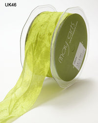 1.5 Inch Crinkle Crushed Ribbon with Cut Edge – UK-5-46 – PARROT GREEN