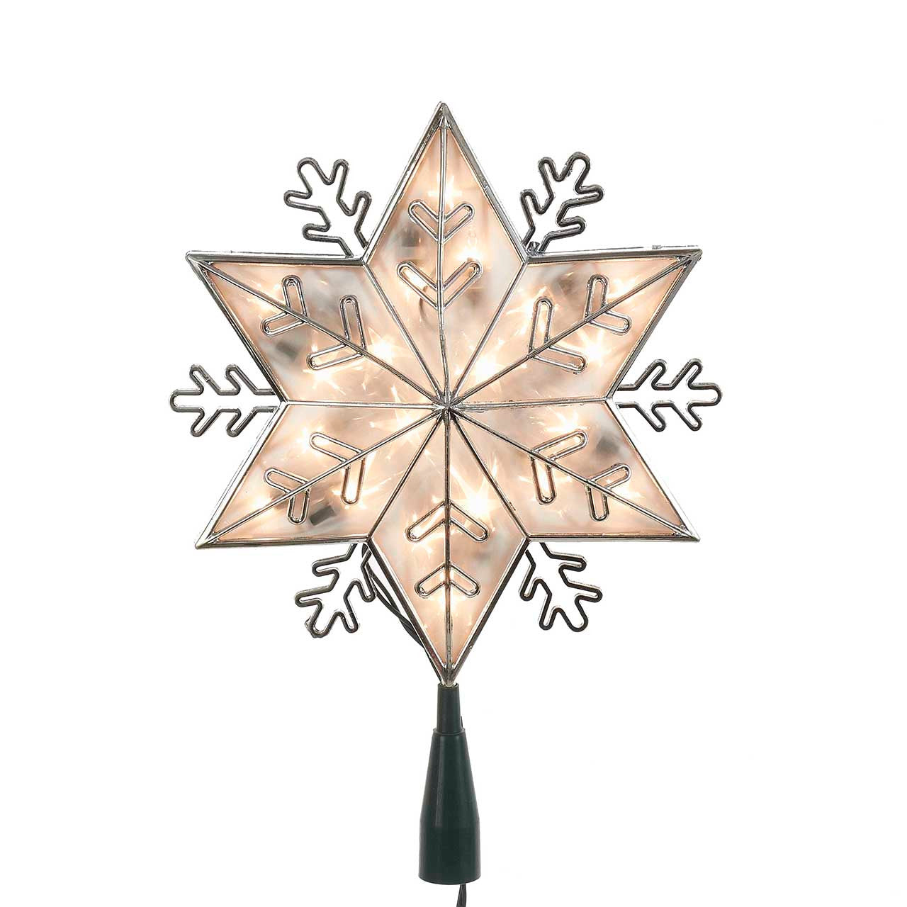 11" UL 20L Silver Snowflake Star Treetop