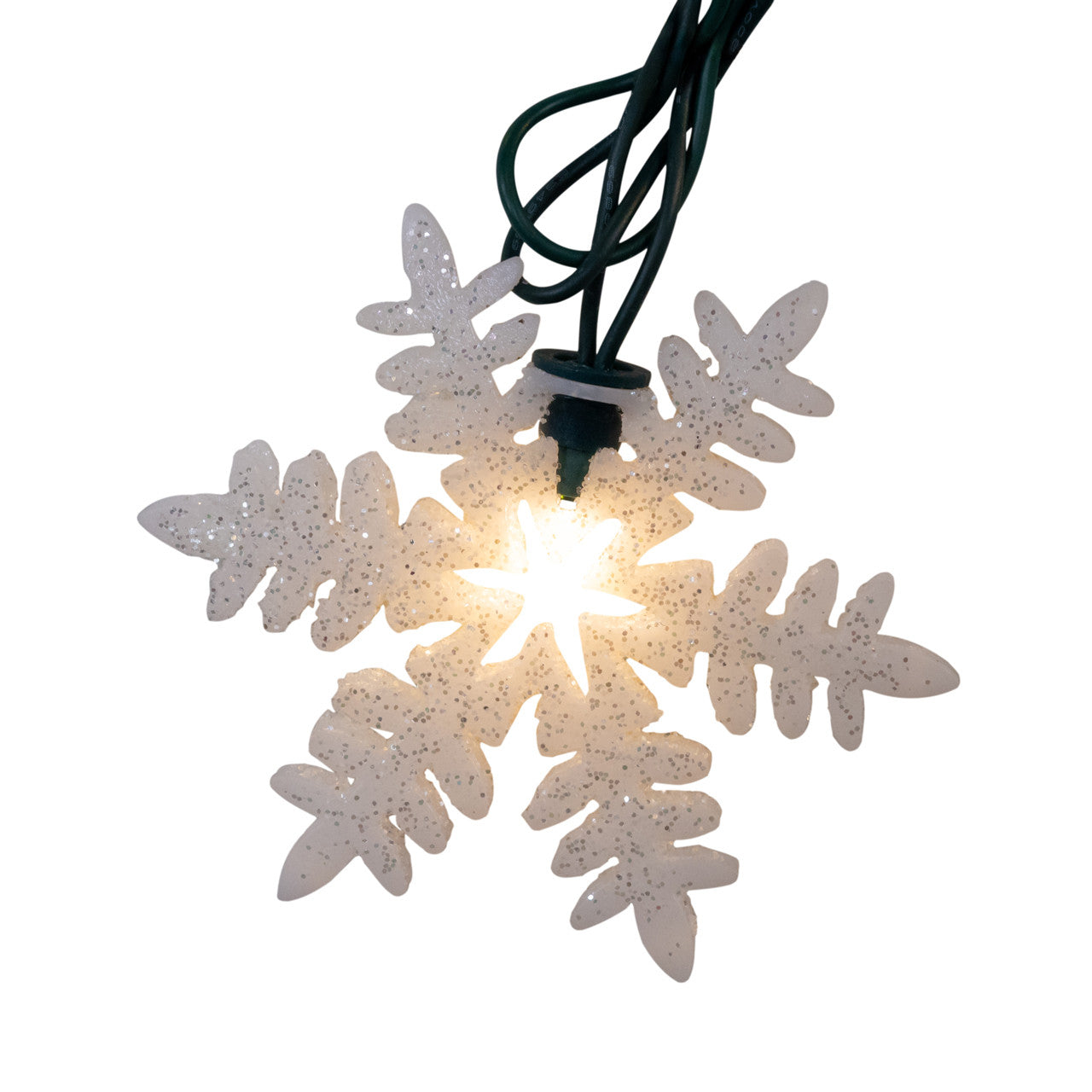 9' UL 10L Warm White LED Snowflake Light Set