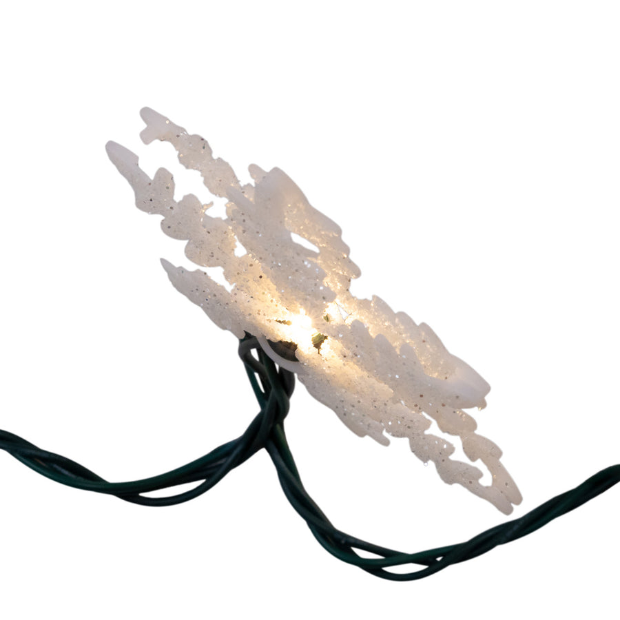 9' UL 10L Warm White LED Snowflake Light Set