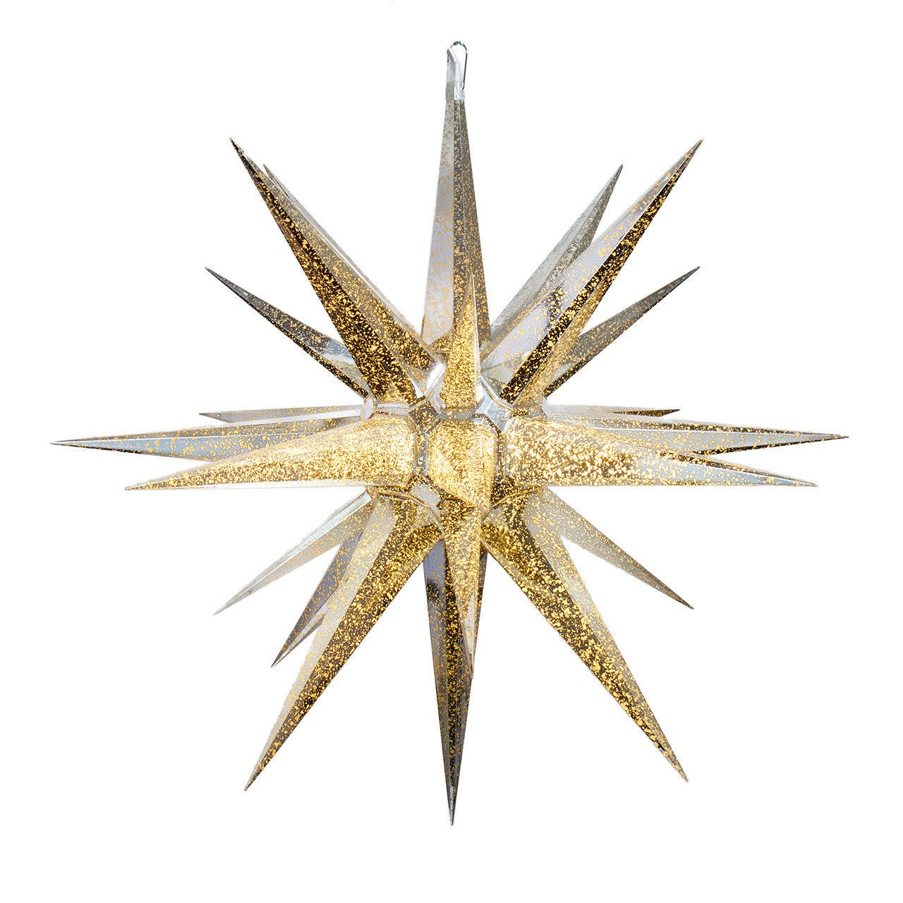 24" Warm White LED Silver Crackle Moravian Star