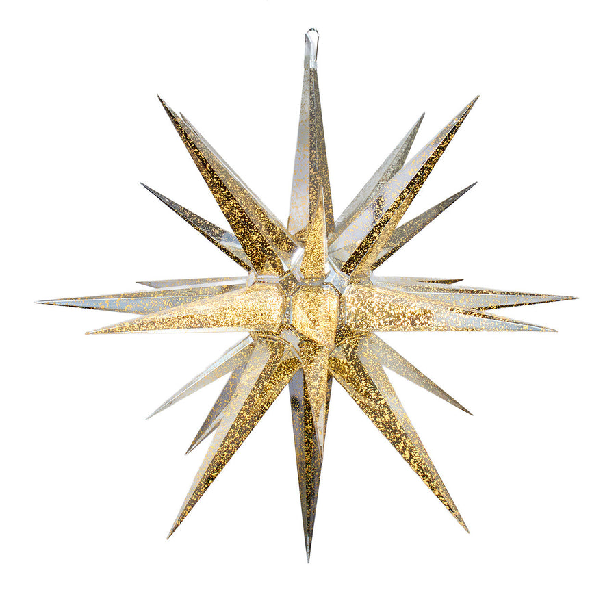 24" Warm White LED Silver Crackle Moravian Star