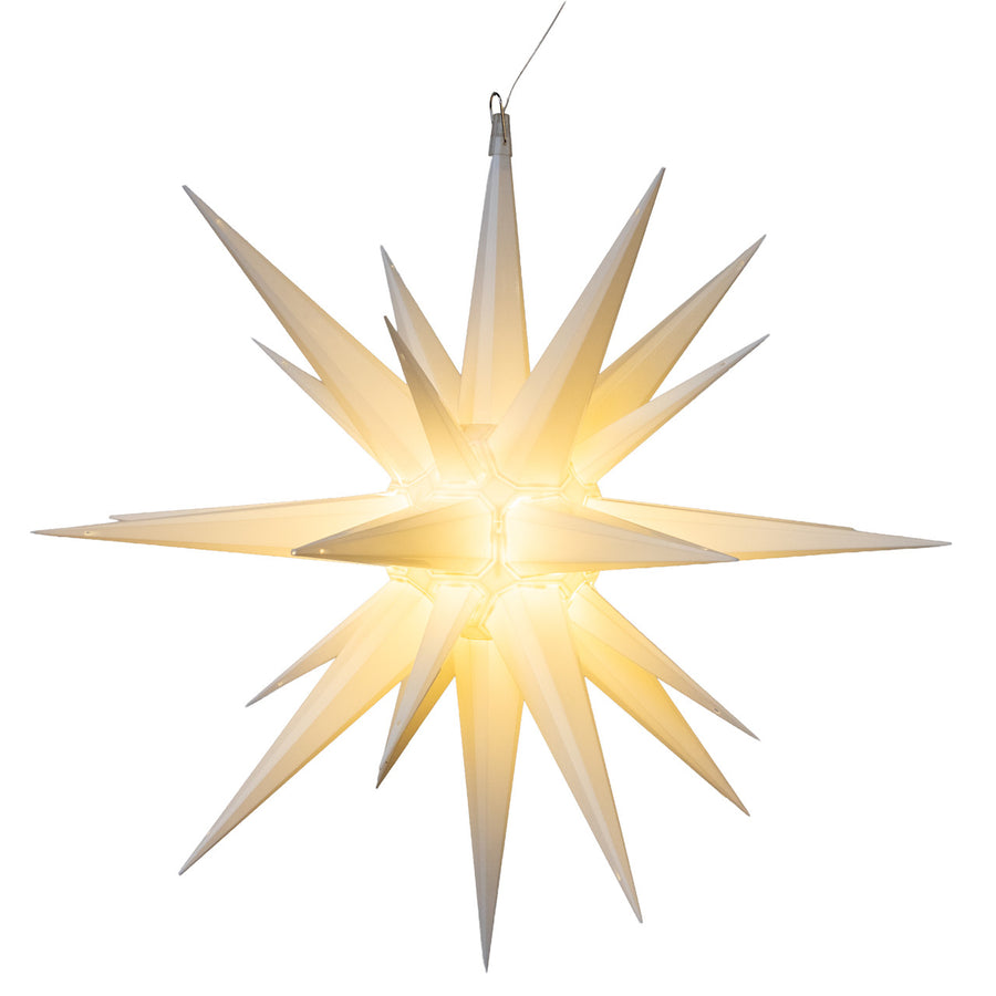 24" Warm White LED White Crackle Moravian Star