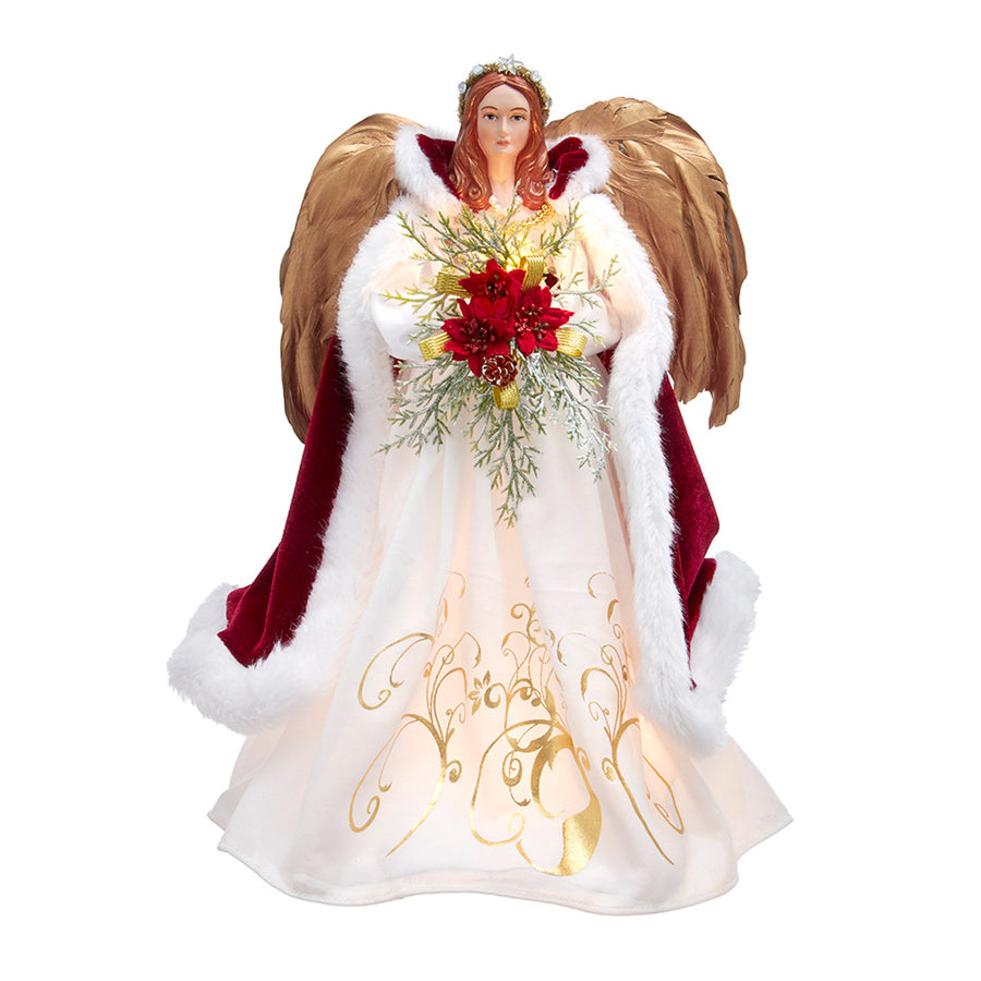 16" UL 10-Light Ruby Pomegrante Angel Treetop