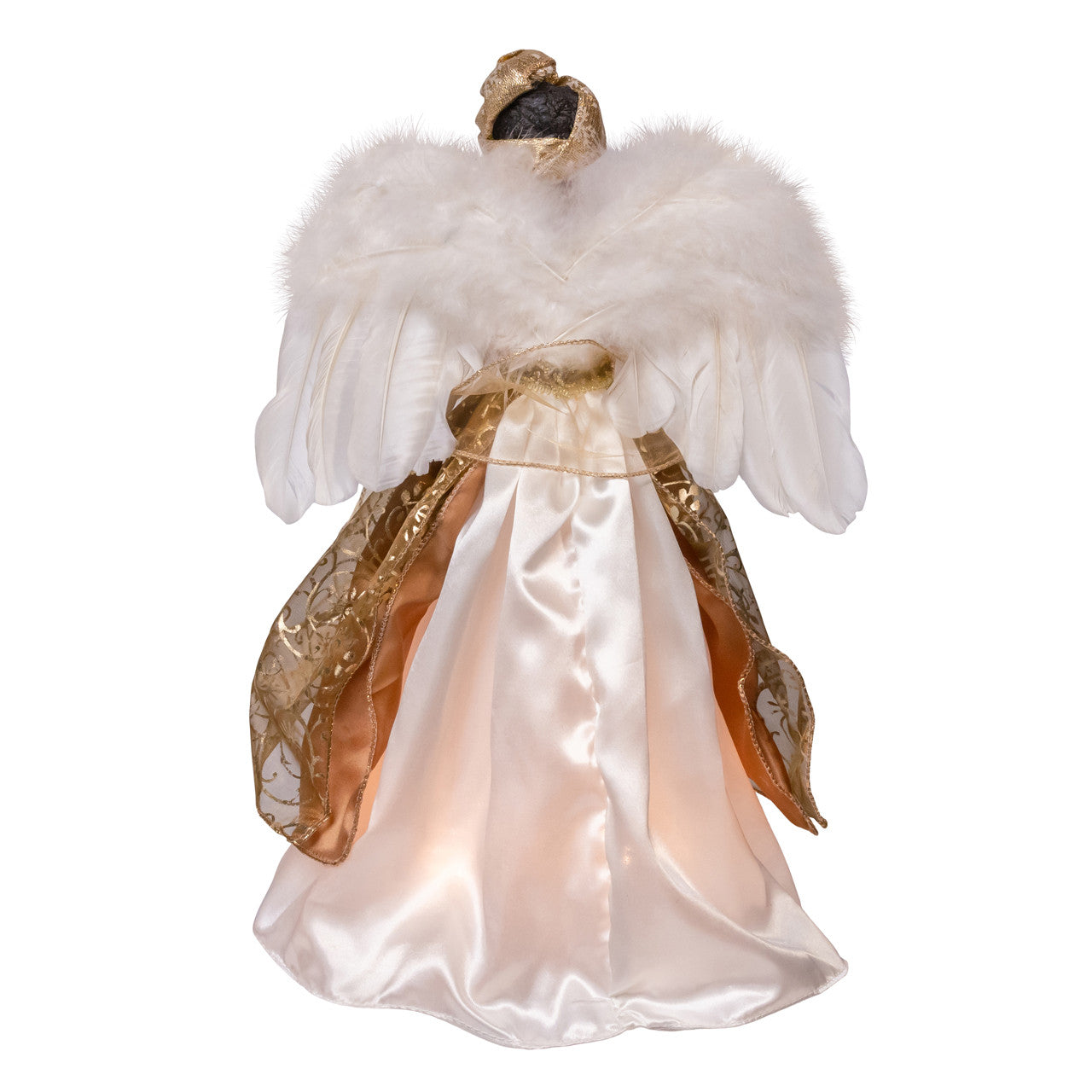 16" 10L Ivory & Gold African American Angel Treetop