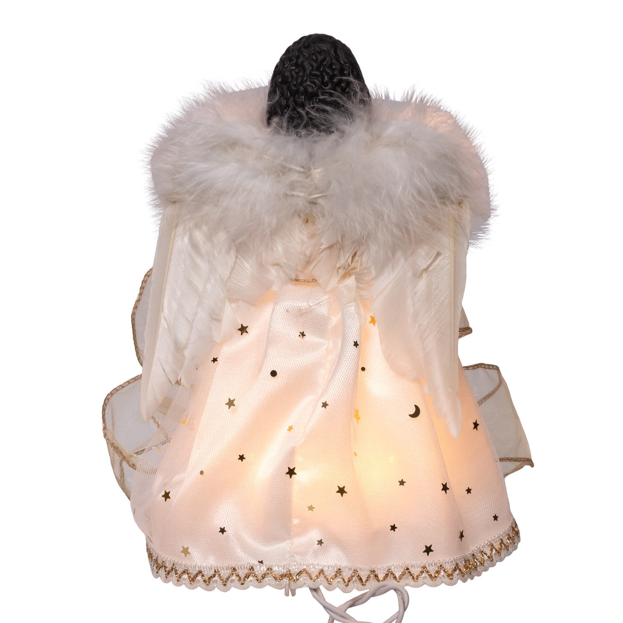 9" 10L Ivory & Gold African American Angel Treetop
