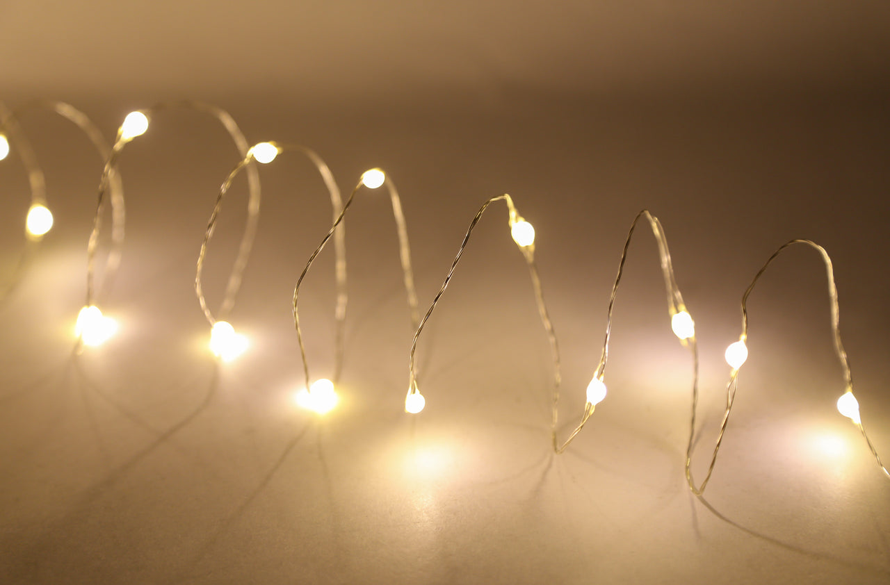 75.5' 200L Warm White Superbright LED Silver Wire Light Set