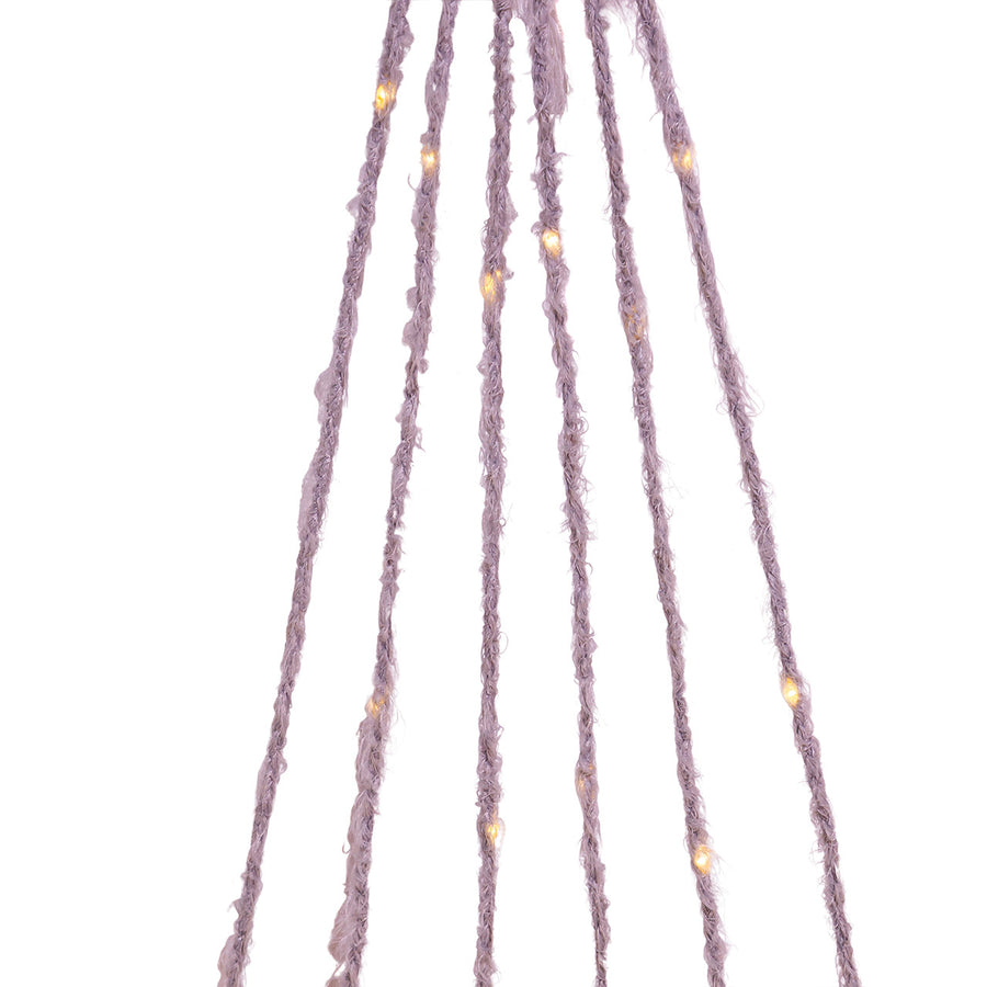 7' 120-Light Gray Fuzzy Multi-Strand With Warm White LED Lights