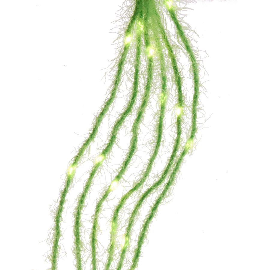 7' 120-Light Neon Green Fuzzy Multi-Strand With Warm White LED Lights