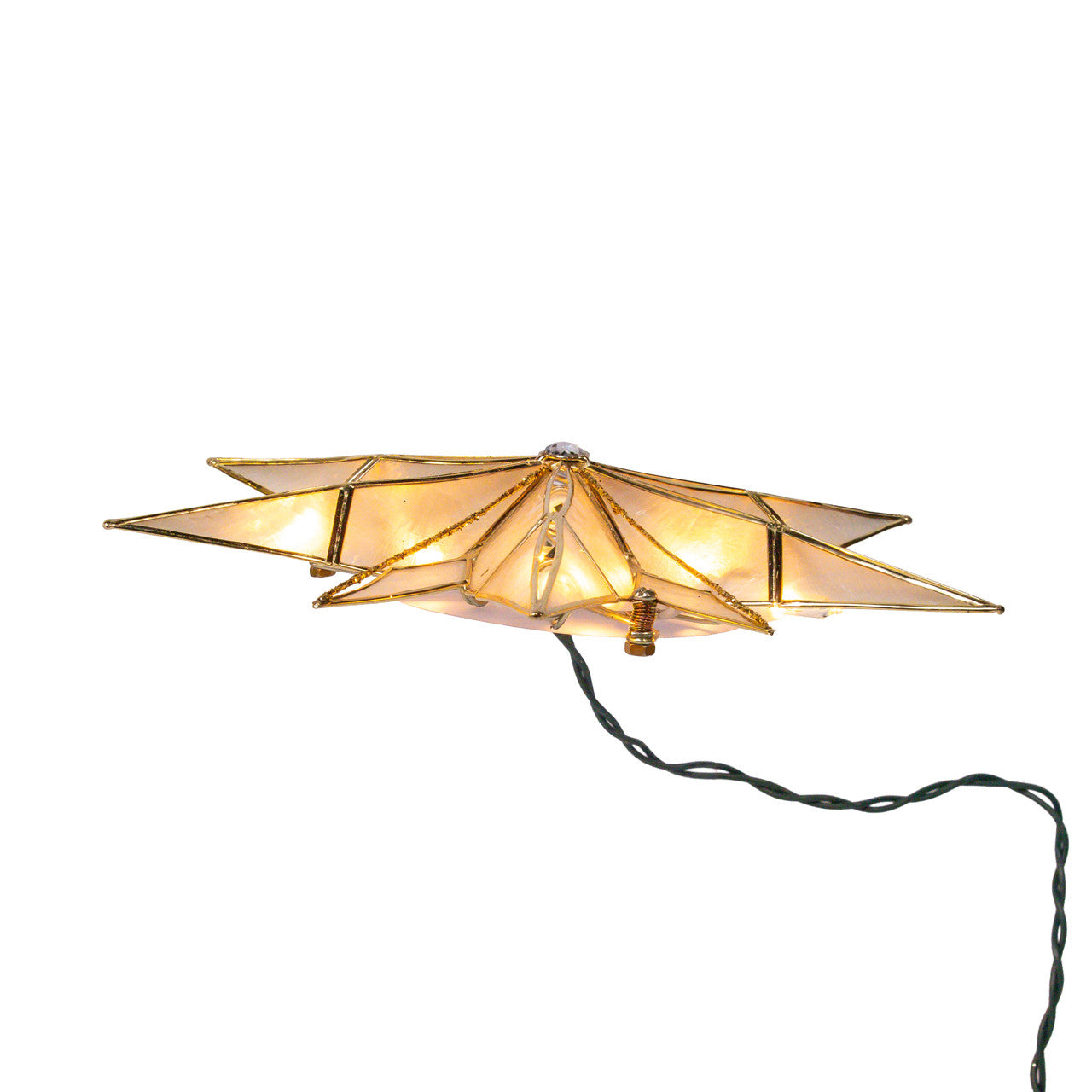 UL 10L 12-Point Capiz Star With Gemstone Center Treetop