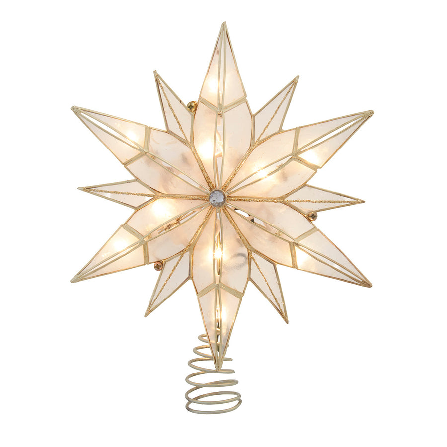 UL 10L 12-Point Capiz Star With Gemstone Center Treetop