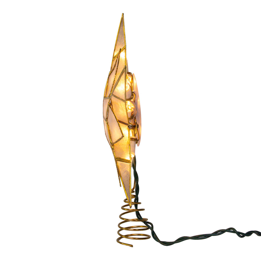 9.84" 10L 5-Point Gold Glittered Capiz Star Treetop