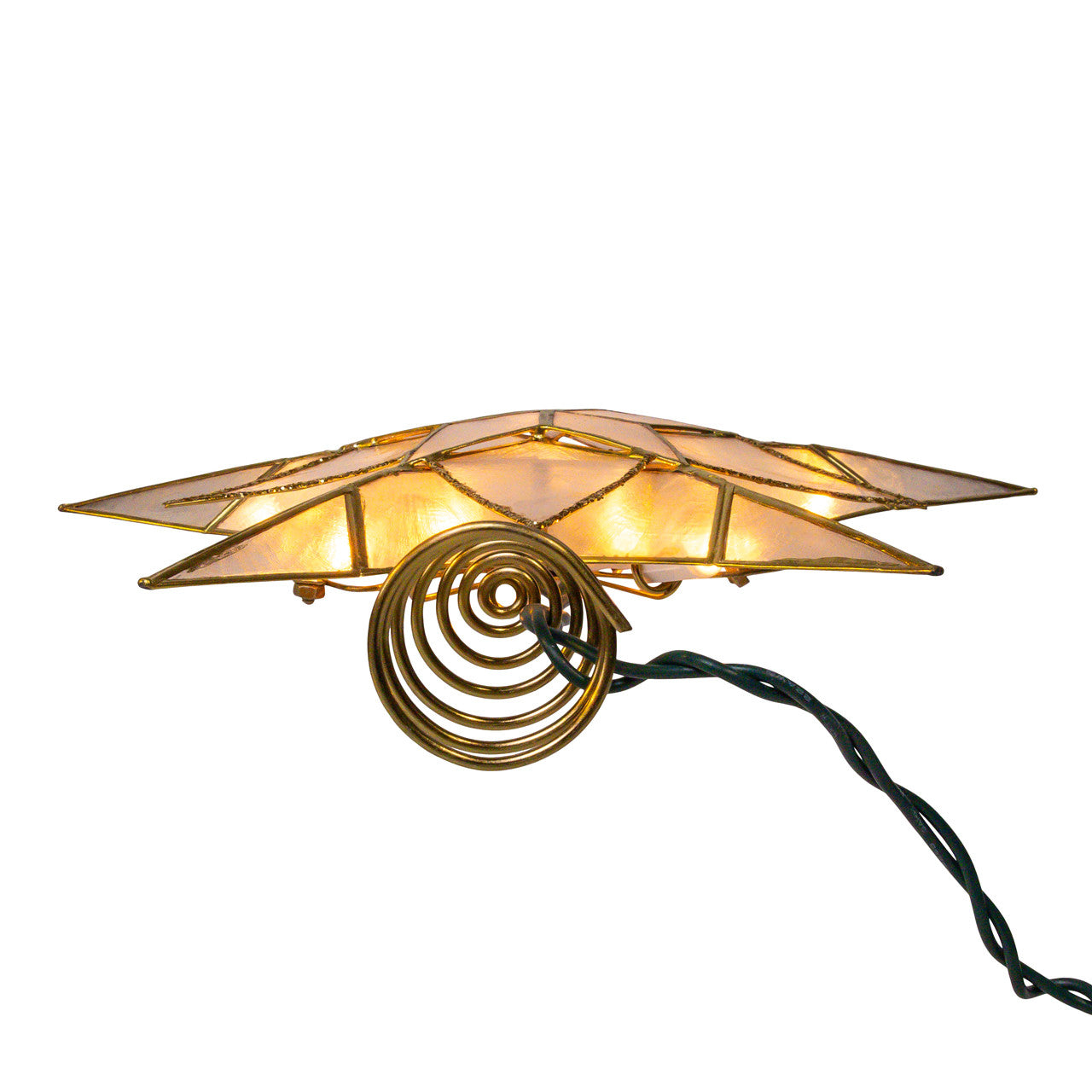 9.84" 10L 5-Point Gold Glittered Capiz Star Treetop
