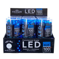 49.5' UL 100L Blue 5MM LED Connectible Light Set With Green Wire