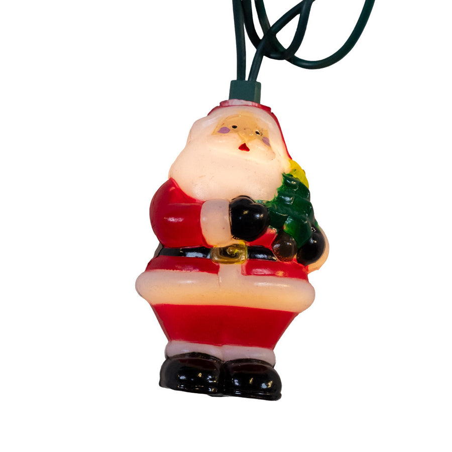 9' UL 10L Clear LED Santa With Christmas Tree Light Set