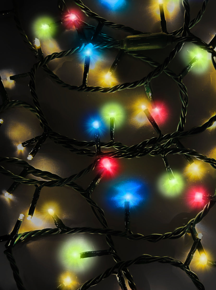 16.5' UL 100L Multicolor LED Green Wire Jingle Bright™ Light Set