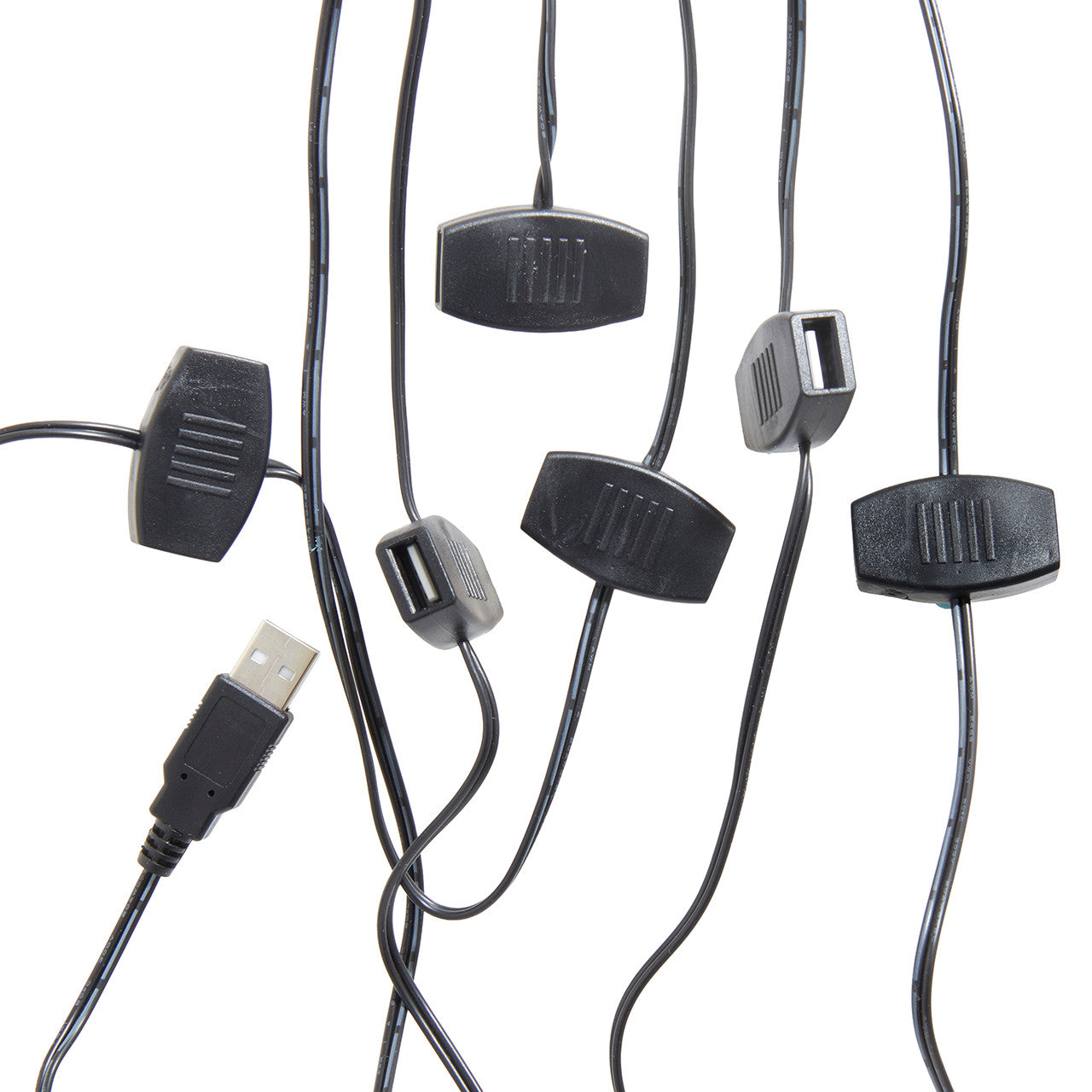 9.4' Black USB Power Extension Cord With 12 Ports (No Adapter)