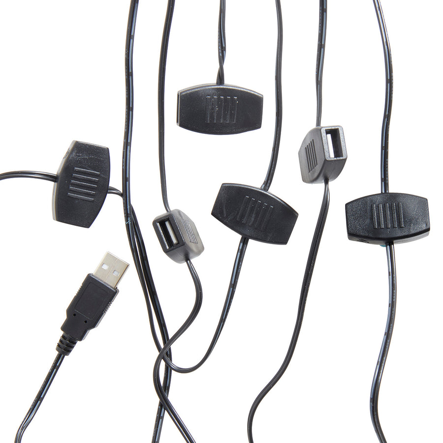 9.4' Black USB Power Extension Cord With 12 Ports (No Adapter)