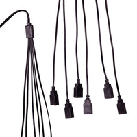 6' USB Power Extension Cord With Black Wire, Adapter & 6 Ports