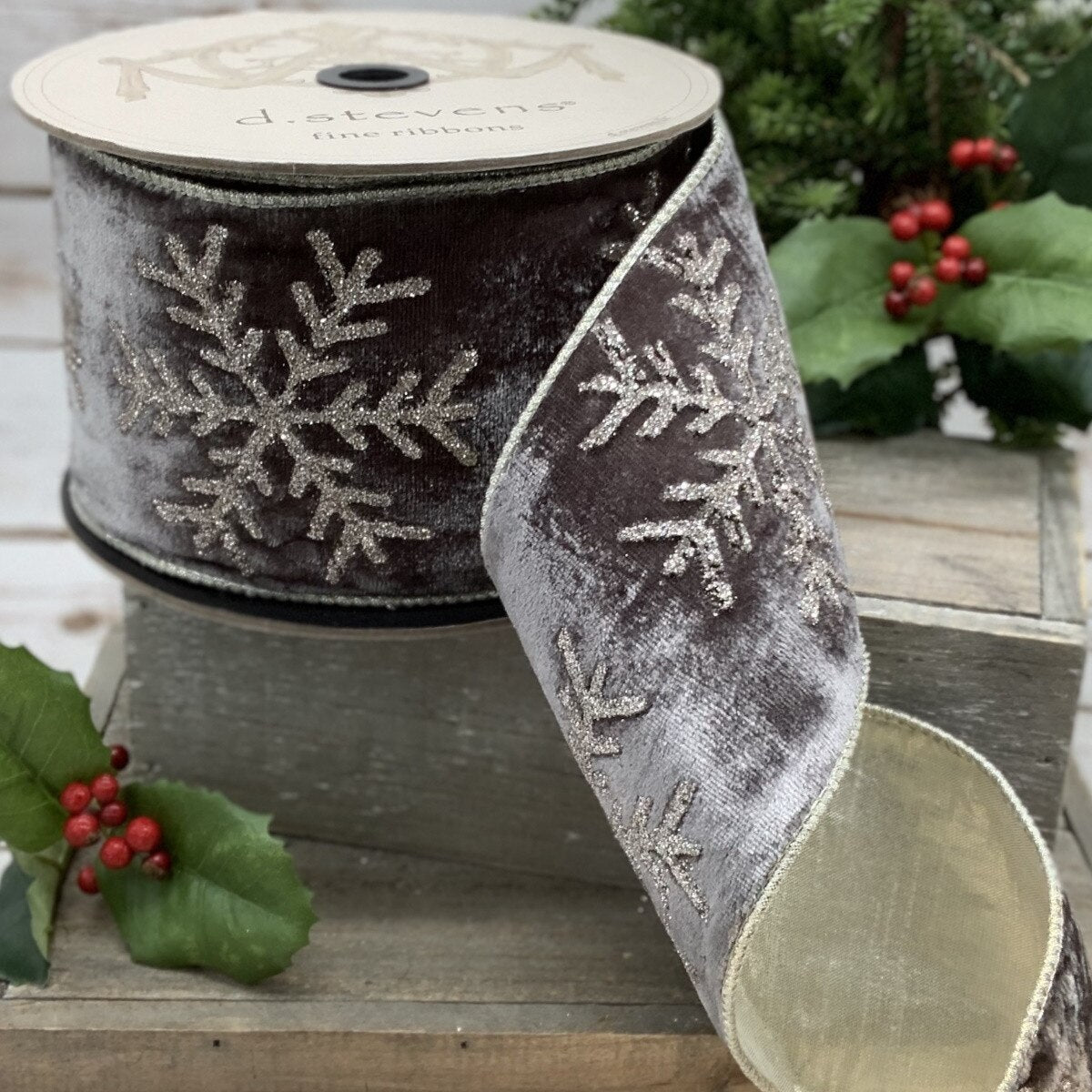 Snowflake Velvet Glitter Parent Ribbon
