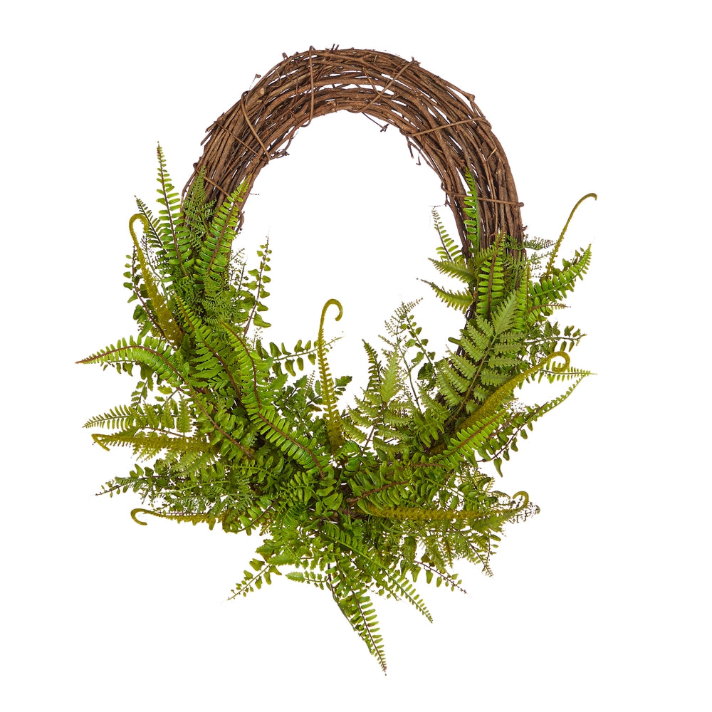 Green 28" Oval Mixed Fern Wreath