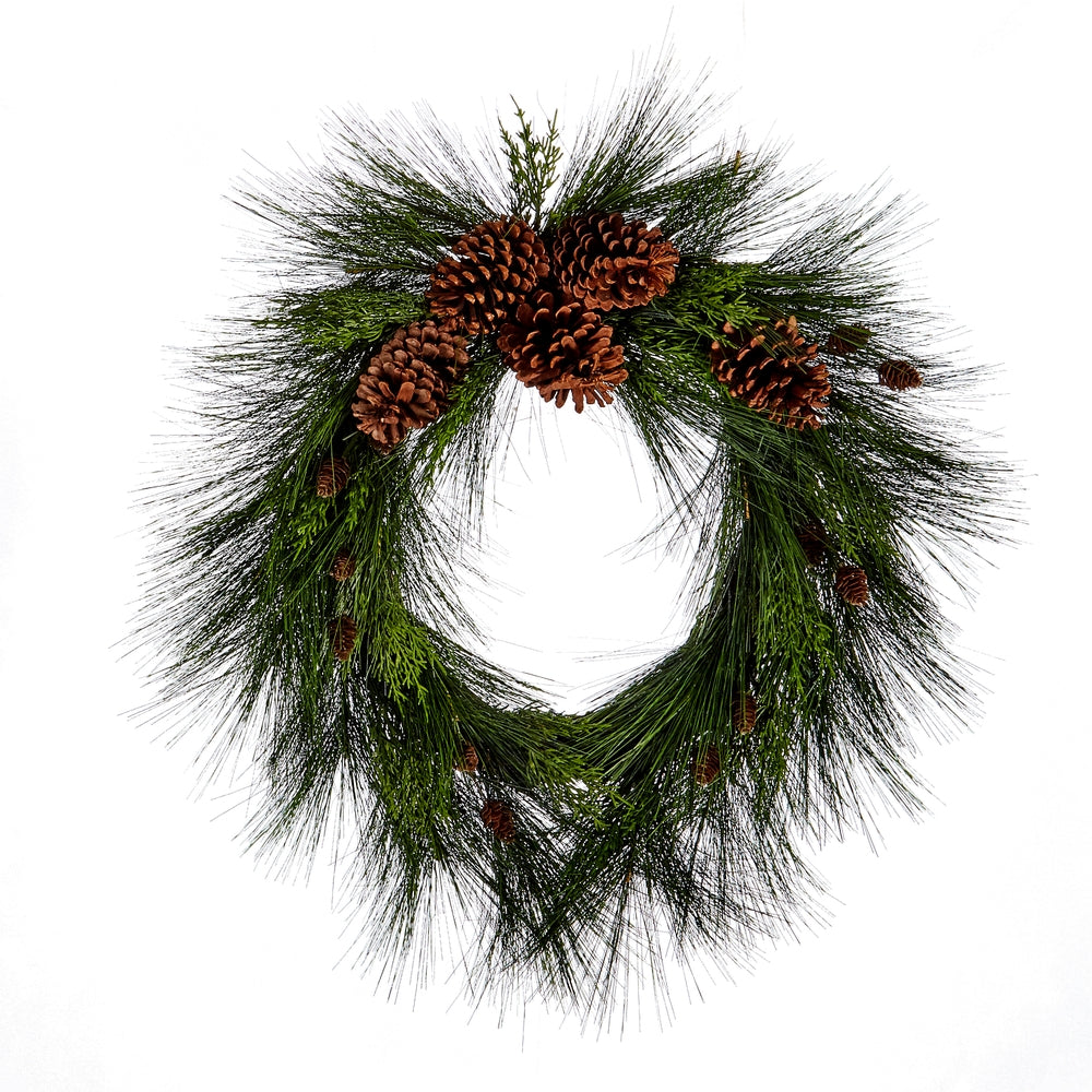 26" Long Needle Pine and Pinecone Wreath