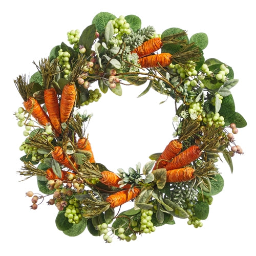 22" Carrot, Mixed Greenery and Berries Wreath
