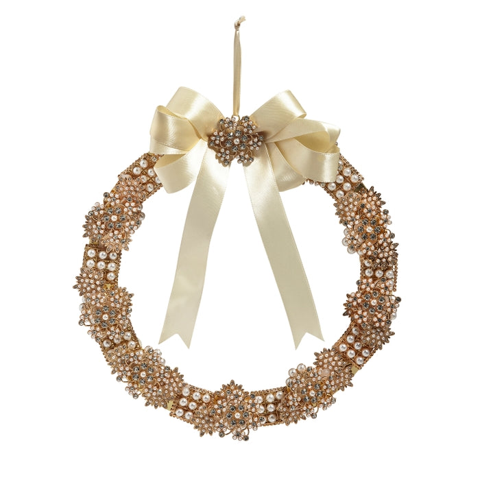 10.5" Vintage Gold Brooch Wreath