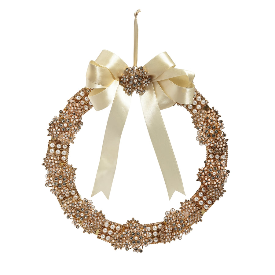 10.5" Vintage Gold Brooch Wreath