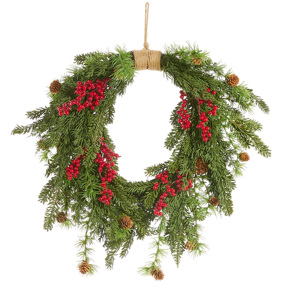 24" Cedar and Berry Wreath