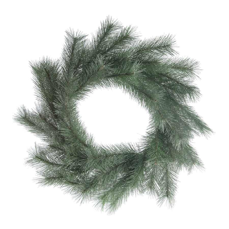 24" Glitter Long Needle Pine Wreath