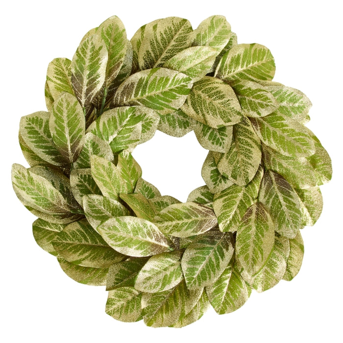 22" Gold Magnolia Leaf Wreath